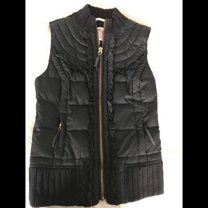 Juicy Couture Bkack Ruffled Puffer Vest size M